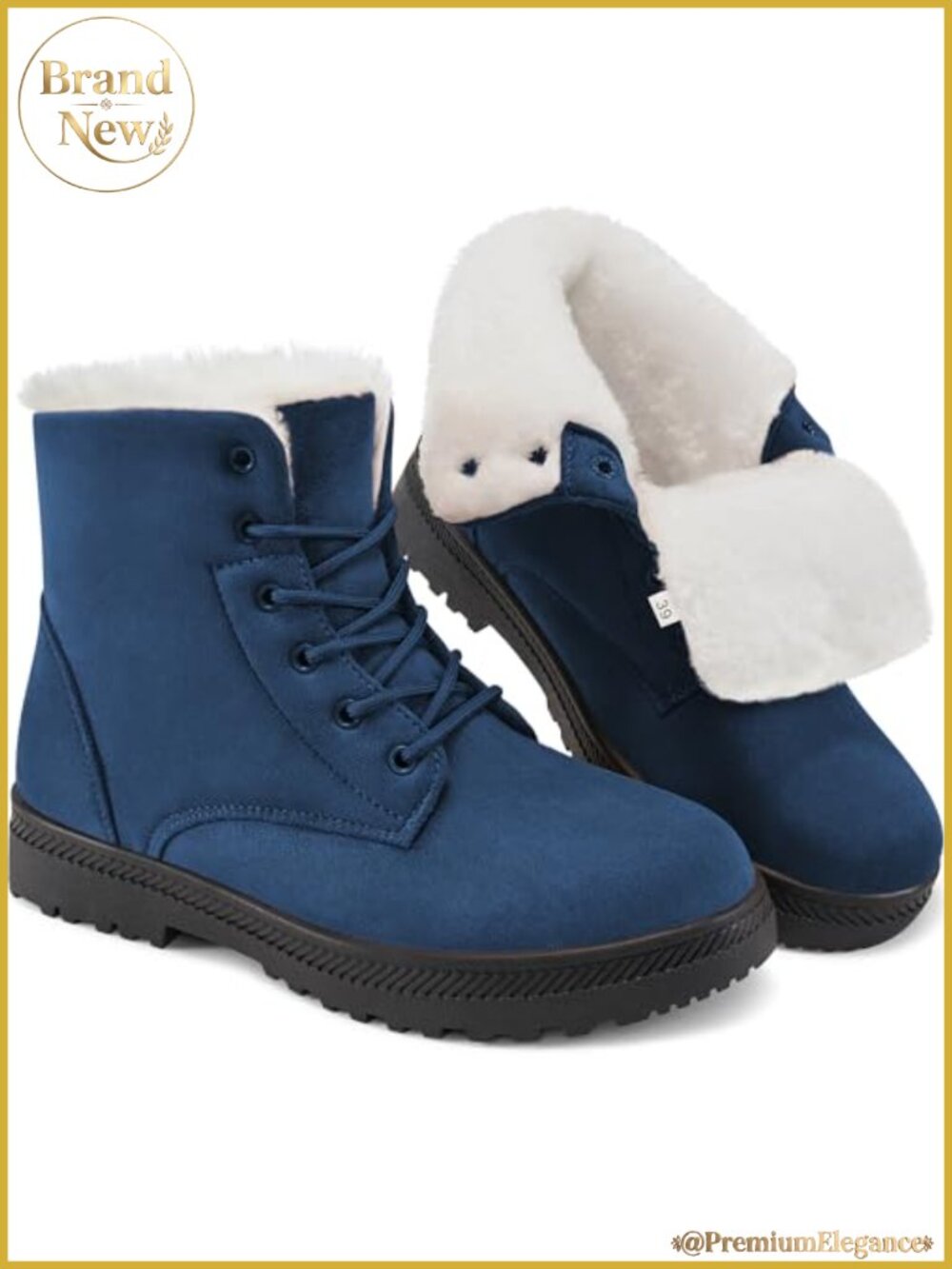 Women's Fur Lined Suede Snow Boots Lace Up Ankle Booties Winter Walking
